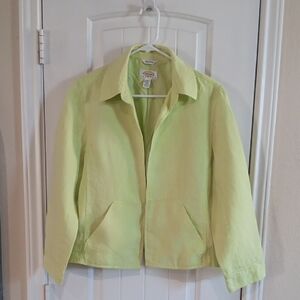 Talbots PETITES Irish Linen Open Front Jacket Style Cropped Blazer